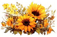 Sunflowers plant white background inflorescence. AI generated Image by rawpixel.