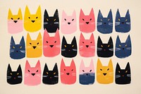 Group of cats art pattern mammal. AI generated Image by rawpixel.