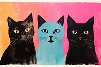 Group of cats art painting mammal. AI generated Image by rawpixel.
