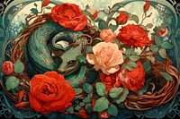 Snake flower painting pattern. AI generated Image by rawpixel.