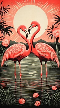 Tropical flamingoes animal nature bird. 