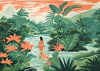 Tropical spa nature outdoors painting. AI generated Image by rawpixel.