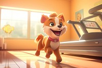 On treadmill cartoon dog toy. AI generated Image by rawpixel.