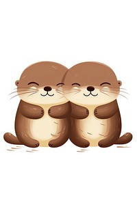 Otters holding hands cartoon mammal animal. 