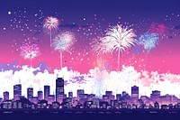 Firework party Celebration fireworks city architecture. AI generated Image by rawpixel.