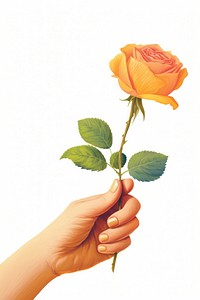A hand holding rose flower plant leaf. AI generated Image by rawpixel.