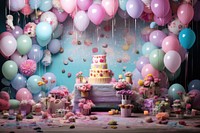 Birthday party balloon dessert candle. AI generated Image by rawpixel.
