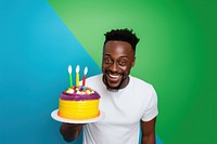 African American gorgeous a man smile party cake. AI generated Image by rawpixel.