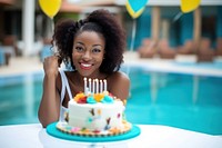 African American gorgeous a woman party cake birthday. 