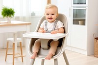 Baby eating chair furniture relaxation front view innocence. 