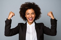 Affrican american businesswoman laughing success person. AI generated Image by rawpixel.