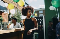 African American woman outdoors balloon adult. AI generated Image by rawpixel.