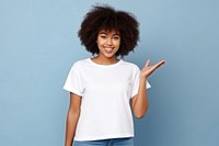 African student girl standing t-shirt smile. AI generated Image by rawpixel.