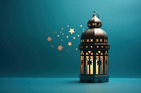 Eid Mubarak lantern lighting blue spirituality. AI generated Image by rawpixel.