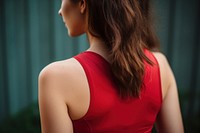 A red tank top back hairstyle ponytail. AI generated Image by rawpixel.