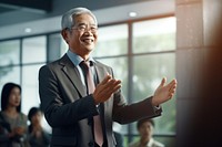 Old thai businessman standing office adult. AI generated Image by rawpixel.