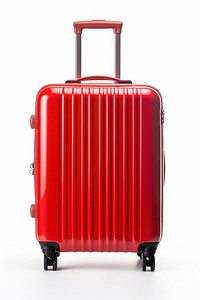 Red suitcase for travel luggage white background architecture. AI generated Image by rawpixel.