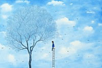 A blue sky outdoors drawing nature. AI generated Image by rawpixel.