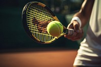 Tennis ball hitting sports. AI generated Image by rawpixel.