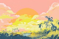 Off-white sky outdoors painting tropical. AI generated Image by rawpixel.