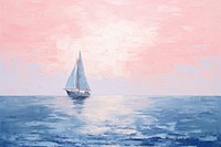 A sailboat floating in the ocean painting vehicle transportation. 