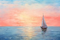 A sailboat at dusk painting watercraft outdoors. AI generated Image by rawpixel.