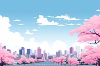 A spring wallpaper city architecture landscape. AI generated Image by rawpixel.