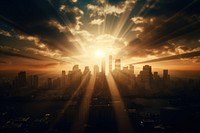 Cityscape building sun architecture. AI generated Image by rawpixel.