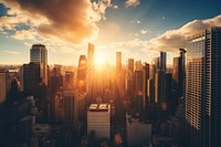 Cityscape building sun architecture. AI generated Image by rawpixel.
