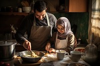 Muslim family cooking adult food. AI generated Image by rawpixel.