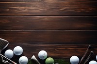 Golf equipment border on wooden table sports ball hardwood. AI generated Image by rawpixel.