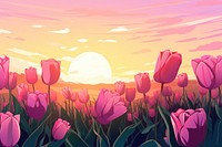 Tulip flower field landscape sunlight outdoors. AI generated Image by rawpixel.