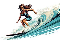 A woman surfing sports adult sea. AI generated Image by rawpixel.