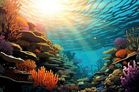 Great barrier reef underwater sunlight outdoors nature. AI generated Image by rawpixel.