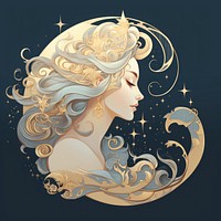 Moon art creativity hairstyle. AI generated Image by rawpixel.