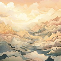 Mountainous landscape painting nature art. AI generated Image by rawpixel.