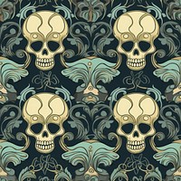 Skulls art wallpaper pattern. AI generated Image by rawpixel.
