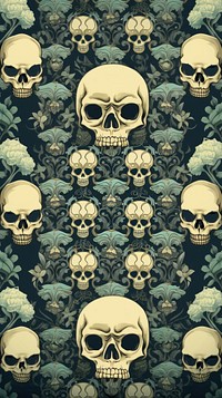 Skulls art backgrounds repetition. AI generated Image by rawpixel.