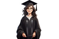 Girl wearing black graduation regalia gown education fashion cartoon. AI generated Image by rawpixel.