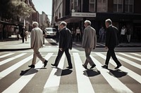Four senior man crossing walking adult. AI generated Image by rawpixel.