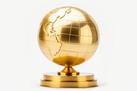 A globe shaped gold trophy planet space white background. AI generated Image by rawpixel.