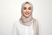 Muslim woman smiling scarf smile white background. AI generated Image by rawpixel.