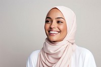 Muslim woman smiling adult scarf smile. AI generated Image by rawpixel.
