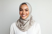 Muslim woman smiling scarf smile white background. AI generated Image by rawpixel.