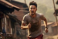 Nepalese adult man jogging running determination. AI generated Image by rawpixel.