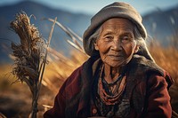 Nepalese senior woman nature field adult. AI generated Image by rawpixel.