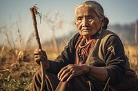 Nepalese senior woman nature adult tribe. AI generated Image by rawpixel.