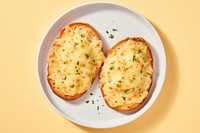 Cheese garlic bread plate food breakfast. AI generated Image by rawpixel.