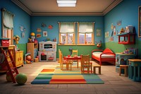 Daycare room furniture chair toy. AI generated Image by rawpixel.
