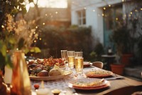 Outdoors decoration brunch table. AI generated Image by rawpixel.